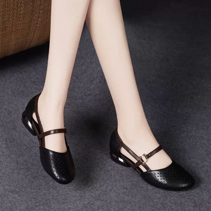 50% REDUCERE ✨🌼【Mărimi 35-41】Sandale noi din piele naturală cu vârful rotund și toc jos, 2026