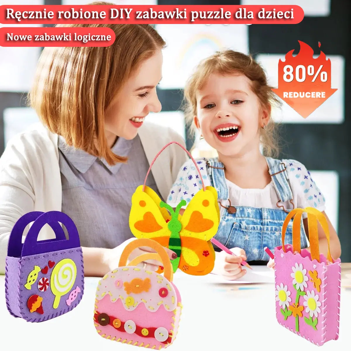 【Cumpărați 5 și primiți 5 gratuit】🎁Primul kit de cusut pentru copii Kit de cusut din fetru DIY Jucării educaționale pentru grădiniță Kit de cusut pentru copii cu ace de siguranță și curele pentru geantă Kit de cusut din pâslă pentru băieți, fete, cadou