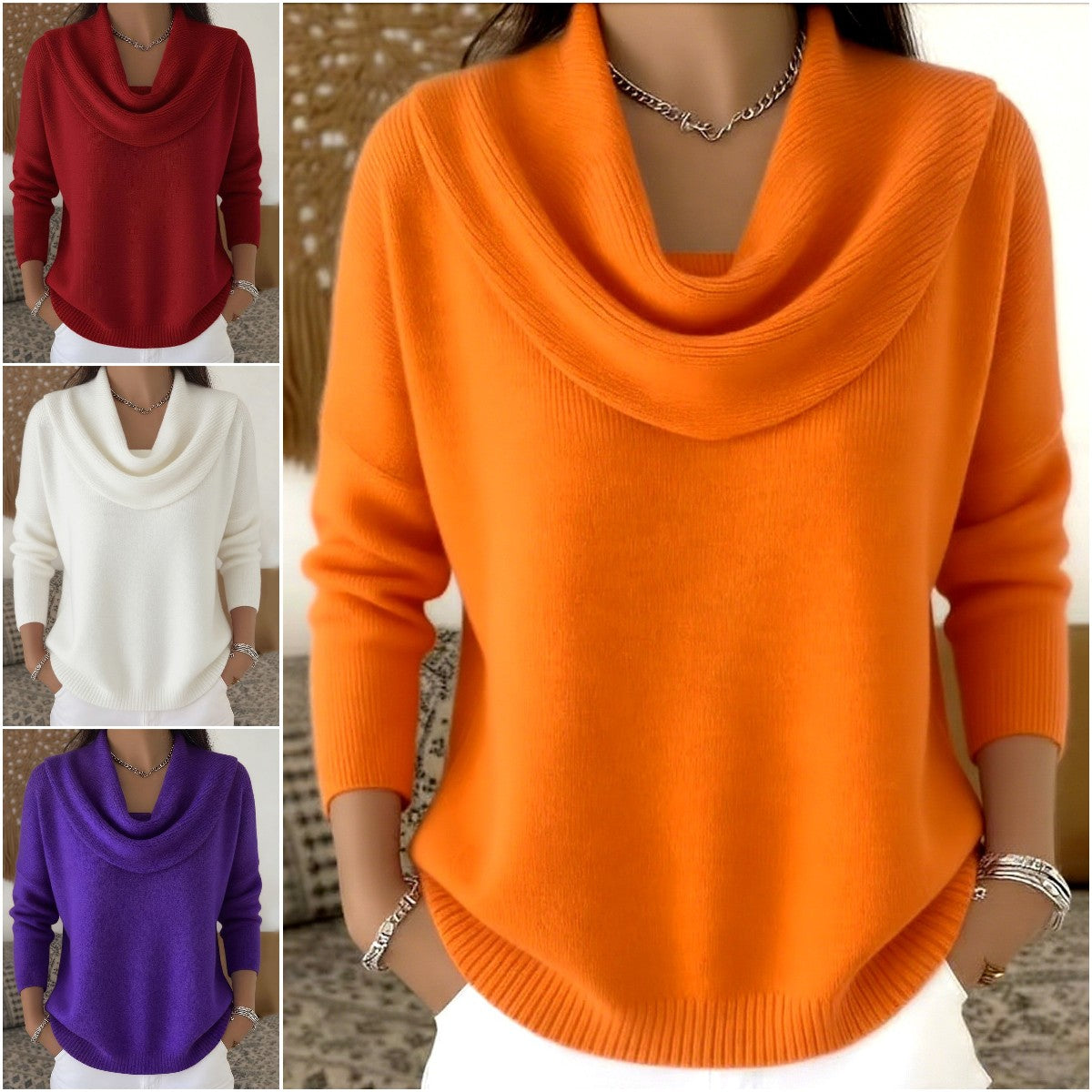 🔥【S-3XL】Suéter liso de manga larga otoño invierno 2026