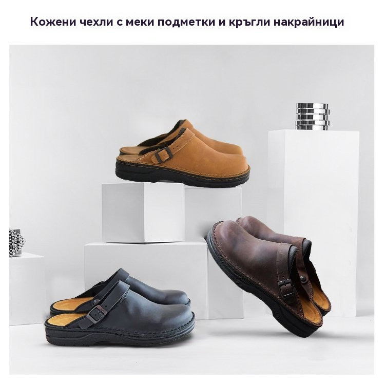 👞Плащане при доставка✅【38-48】Чехли от естествена кожа, мека подметка, много удобни за носене ✅️унисекс ✅️2 артикула със 70% отстъпка