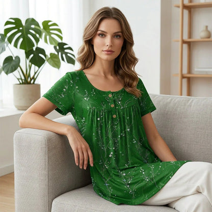 Rochie de damă cu imprimeu plisat și talie tip buchet