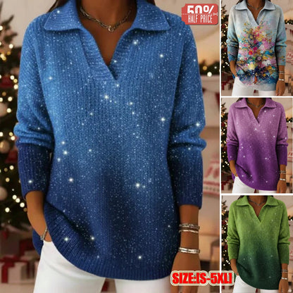 🔥【S-5XL】Marzący sweter z dzianiny z gradientowym wzorem gwiaździstego nieba