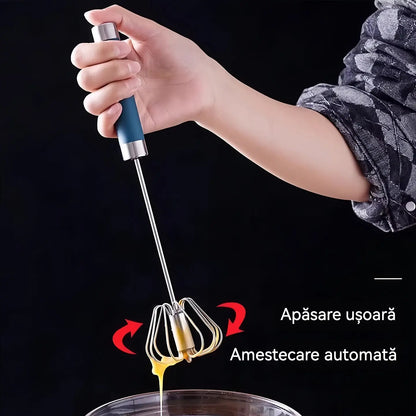 🎁 【Set de 2 piese】Tel semiautomat pentru bătut ouă, din oțel inoxidabil