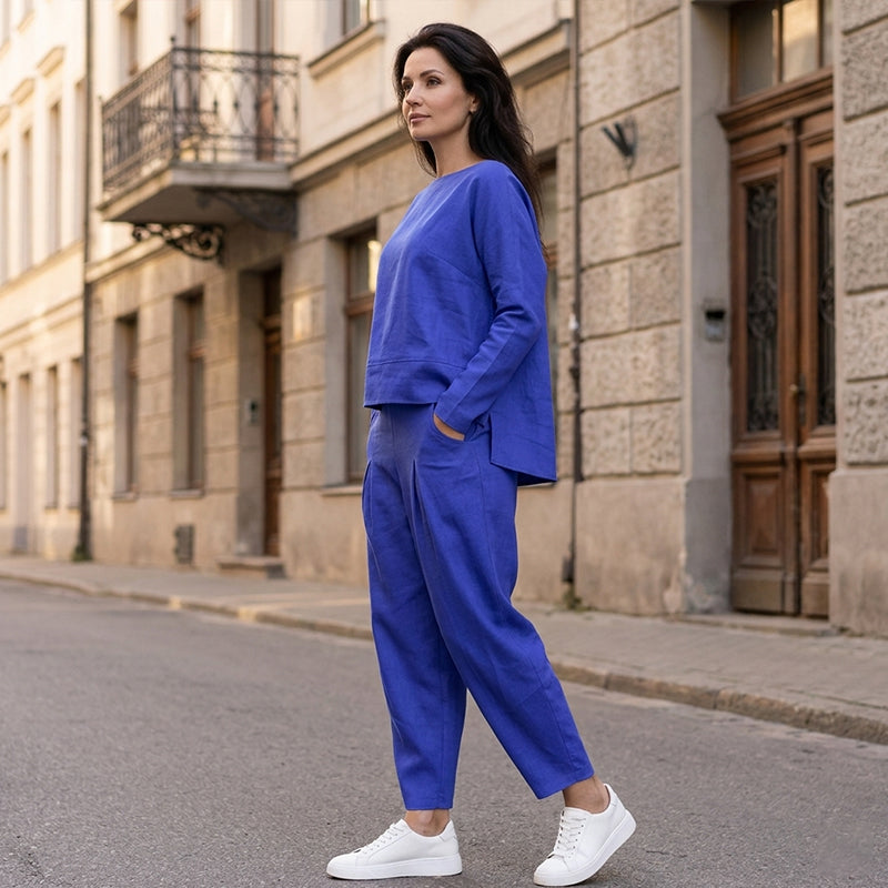 💖Set de pantaloni cu mânecă lungă și gât rotund, set din două piese