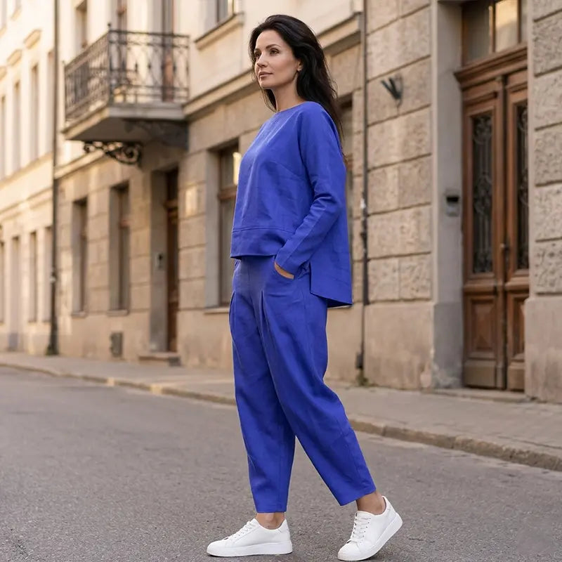 💖Set de pantaloni cu mânecă lungă și gât rotund, set din două piese