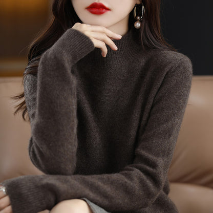 🔥Estilo otoño-invierno🔥Jersey de punto con medio cuello y manga larga, universal
