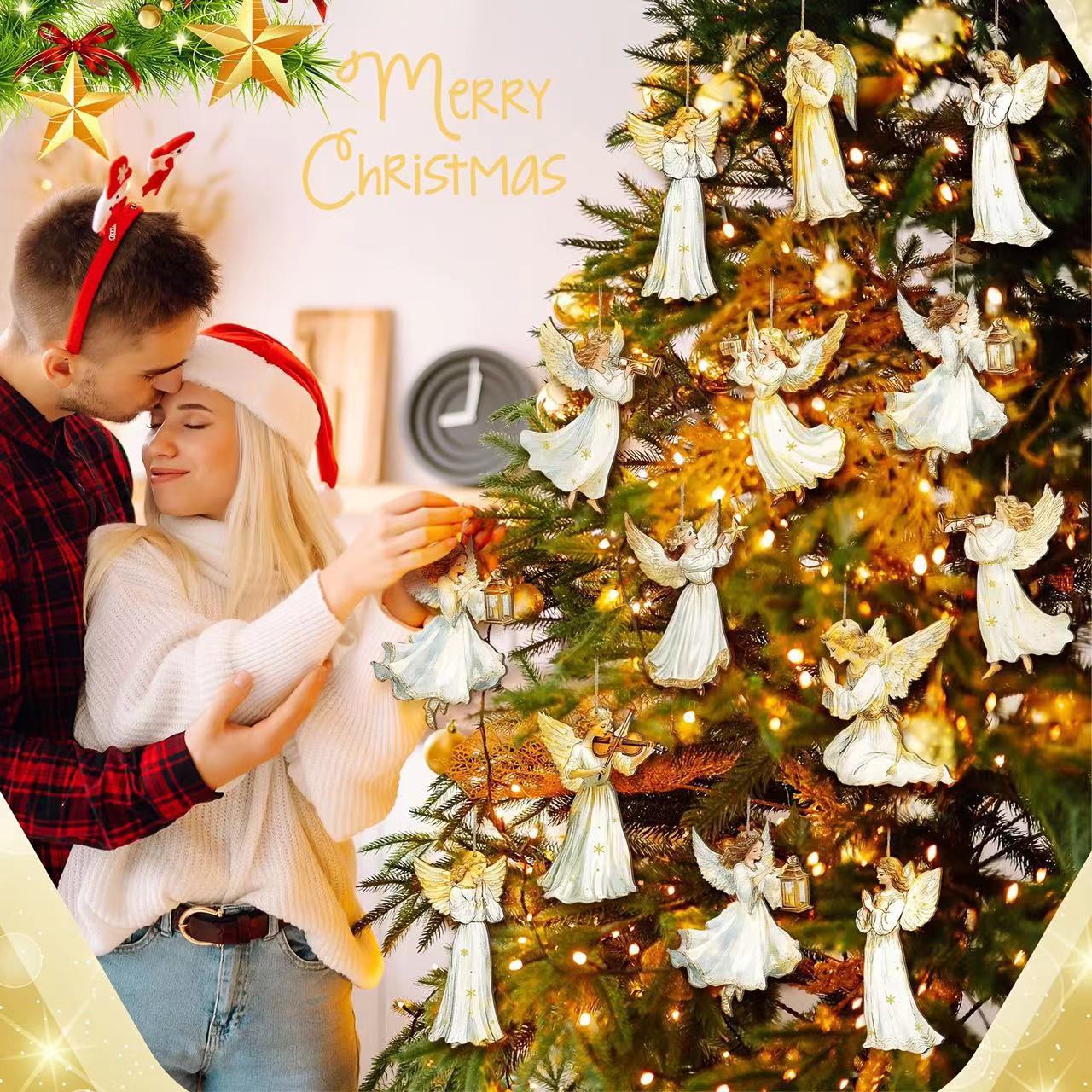 🎁【Kupite 1, dobite 1】【Skupaj 24 kosov】Božični komplet lesenih okraskov - tradicionalni okraski za prijeten dom