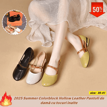 50% REDUCERE ✨🌼【Mărimi 35-41】Sandale noi din piele naturală cu vârful rotund și toc jos, 2026