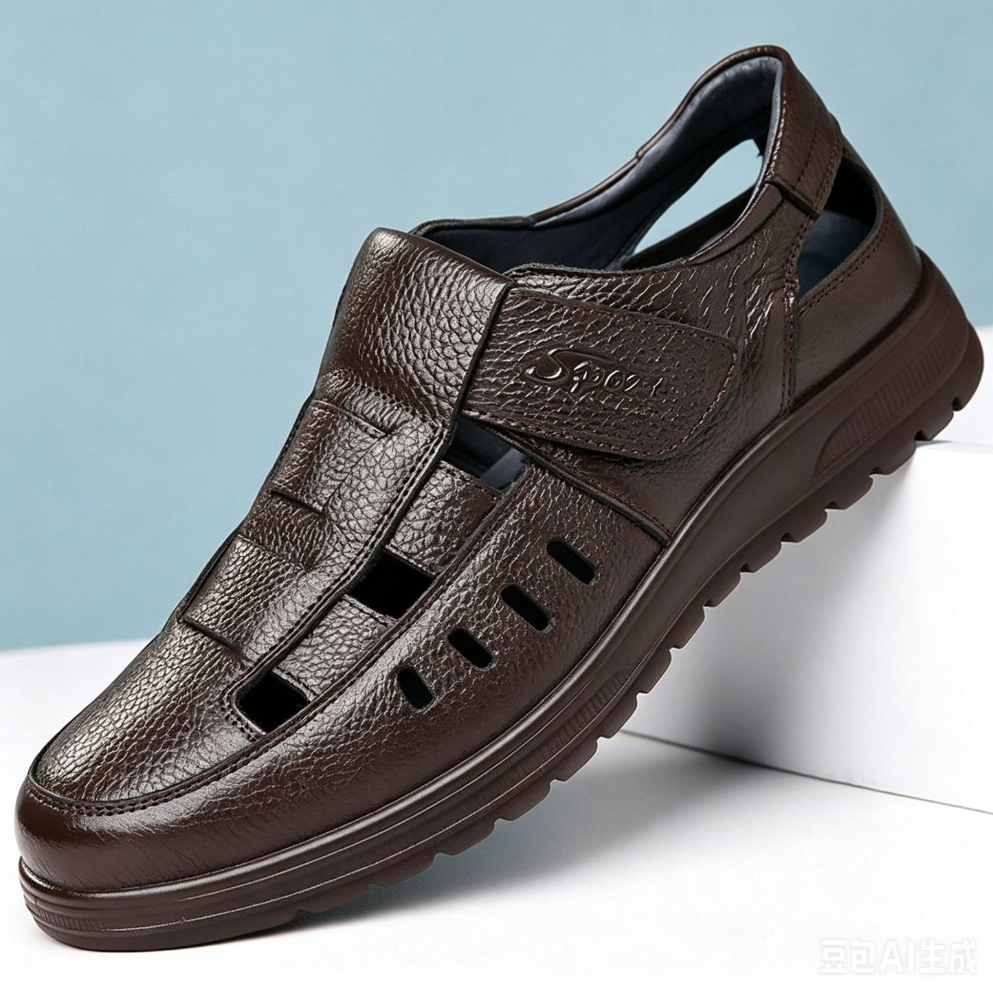 【39-45】👞Sandale bărbătești respirabile, casual, din piele naturală, cu design perforat, colecția de vară 2026.