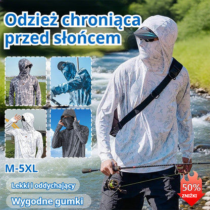 ☀️🎏【M-5XL】Letnia, oddychająca, męska odzież chroniąca przed słońcem, wykonana z kamuflażu z lodowego jedwabiu