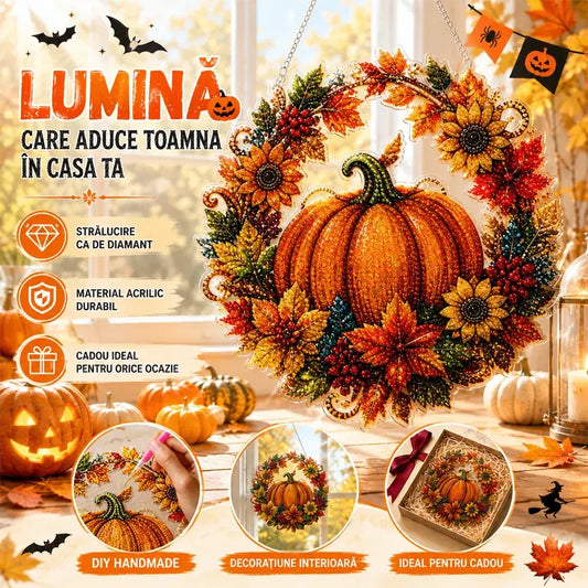 Decor Halloween fereastră DIY tablou cu diamante, 4 modele vesele, dimensiune 25×25 cm