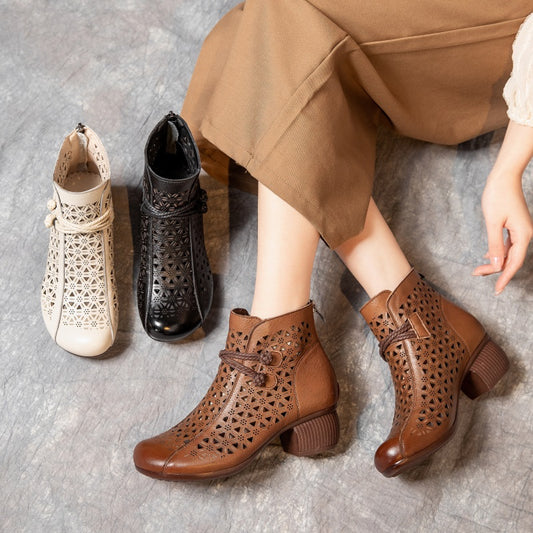👢【35-40】 2026 Lato Nowe Oddychające Botki Na Grubym Obcasie-3913976