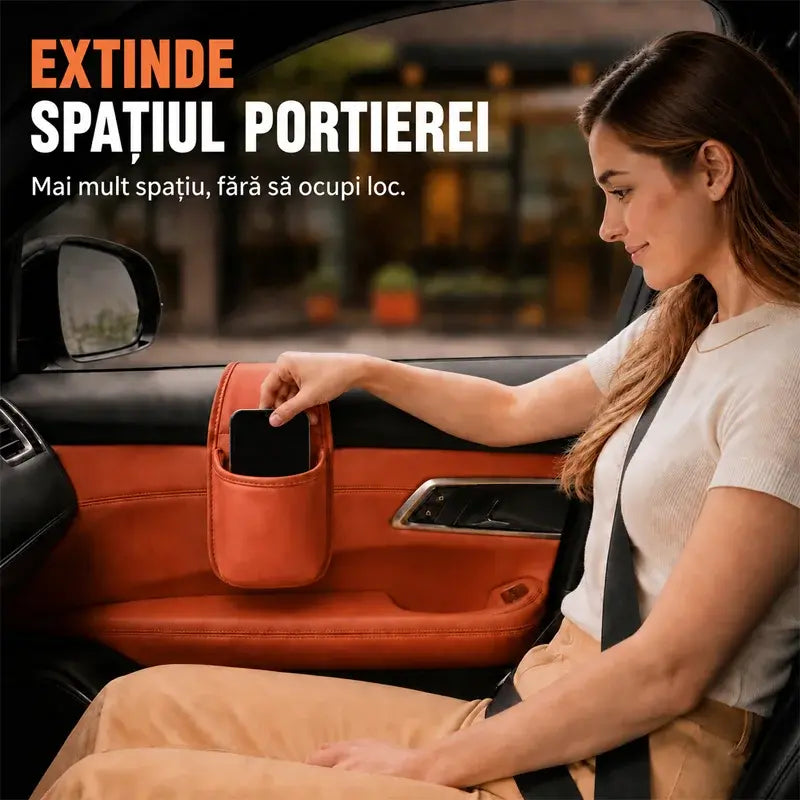 🚗 Spațiu suplimentar și ordine în mașină! Suport din piele pentru ușă auto / pahar și telefon (Montare ușoară la geam / Ofertă 1+1 GRATUIT )! ✨