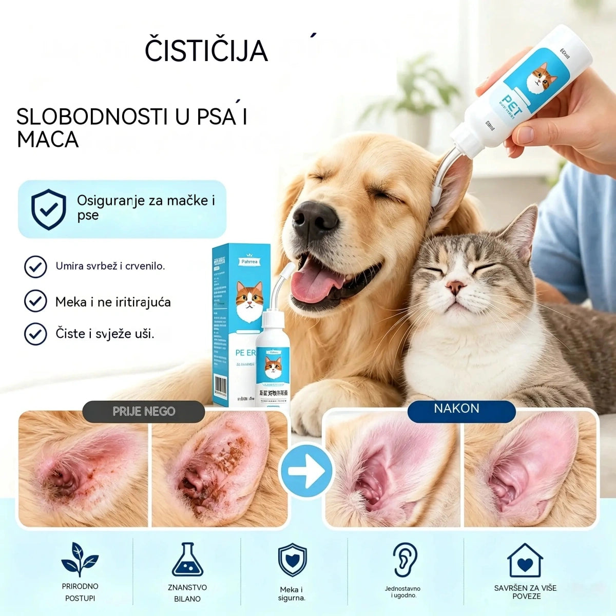🐶🐱 【Cumpără 1 Primești 1 Gratuit】Soluție de curățare a urechilor pentru a calma mâncărimile la câini și pisici.