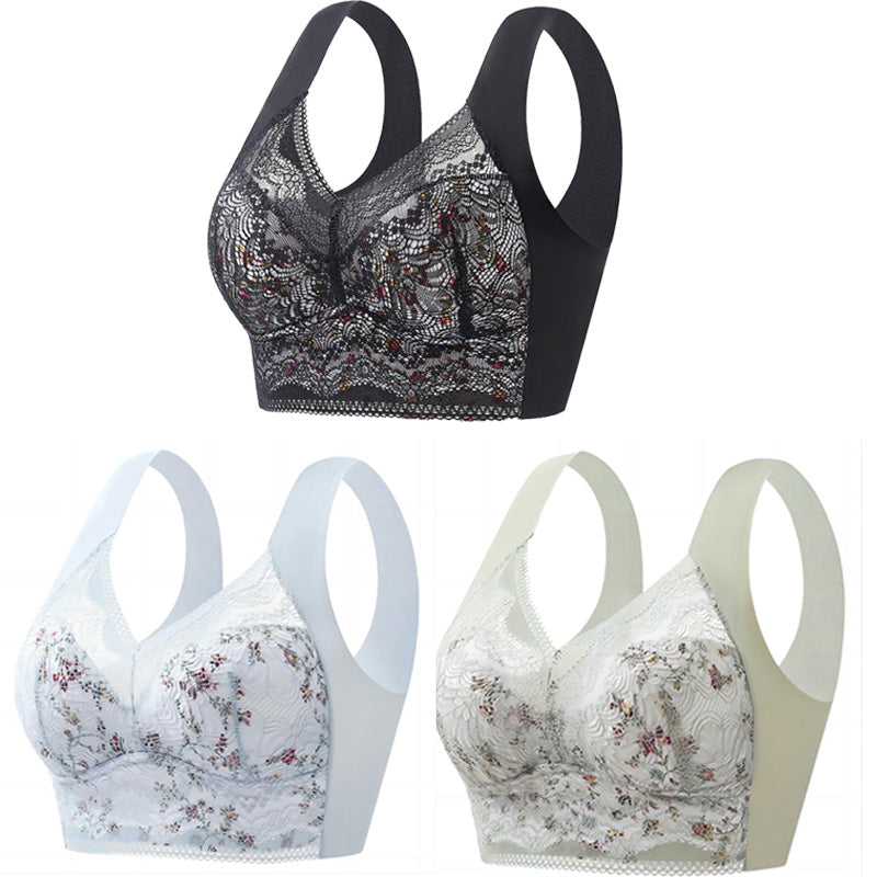 🔥【🔥Kup 1, a 3 dostaniesz gratis】【3/6 sztuk】💕🎁Bezszwowy biustonosz z lodowego jedwabiu w dużym rozmiarze, oddychający i regulowany [40 kg-100 kg]-4002842