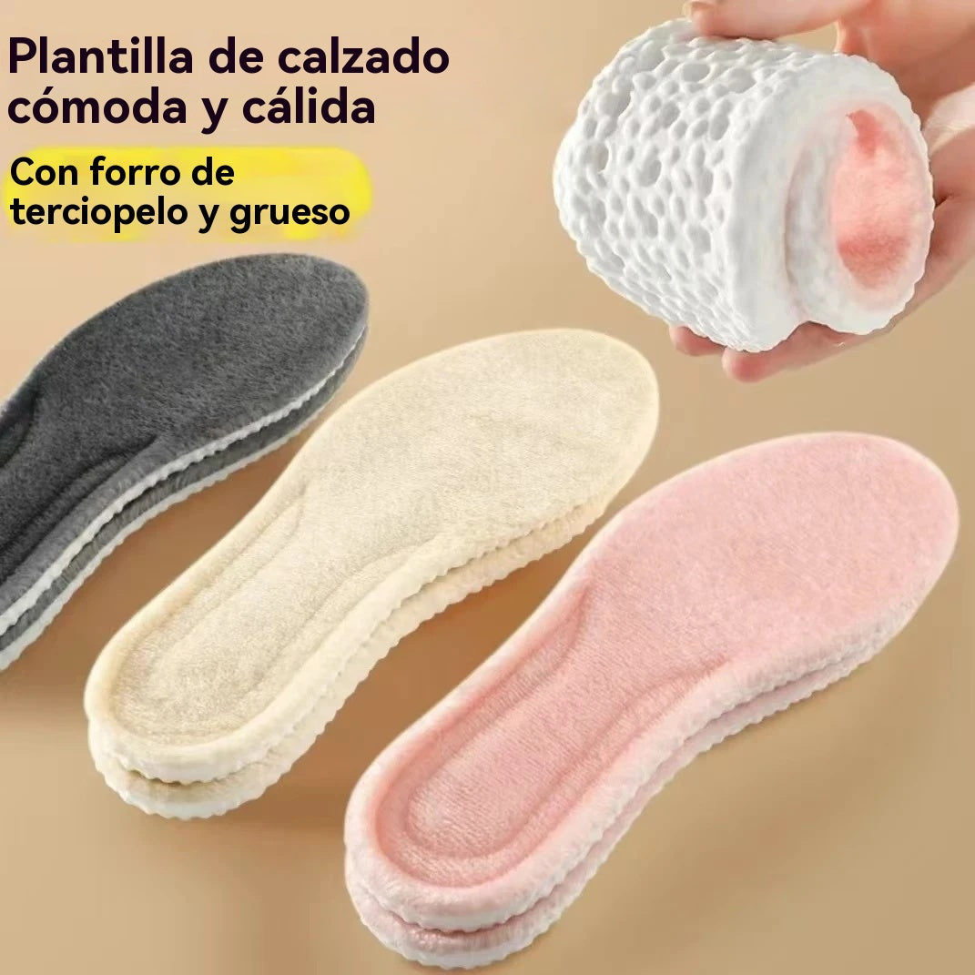 【35-46】【Compra 2 pares y llévate 2 gratis】🔥👣 Plantillas térmicas de franela gruesa – Súper cálidas, suaves y antideslizantes