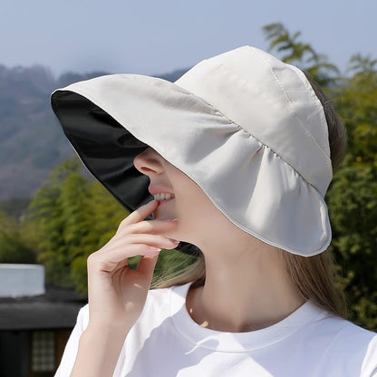 ☀️【Купете 1, вземете 1 безплатно】 Женска слънцезащитна шапка с голям козирка – UPF50+ защита от UV лъчи, подходяща за пътуване, колоездене и плаж!