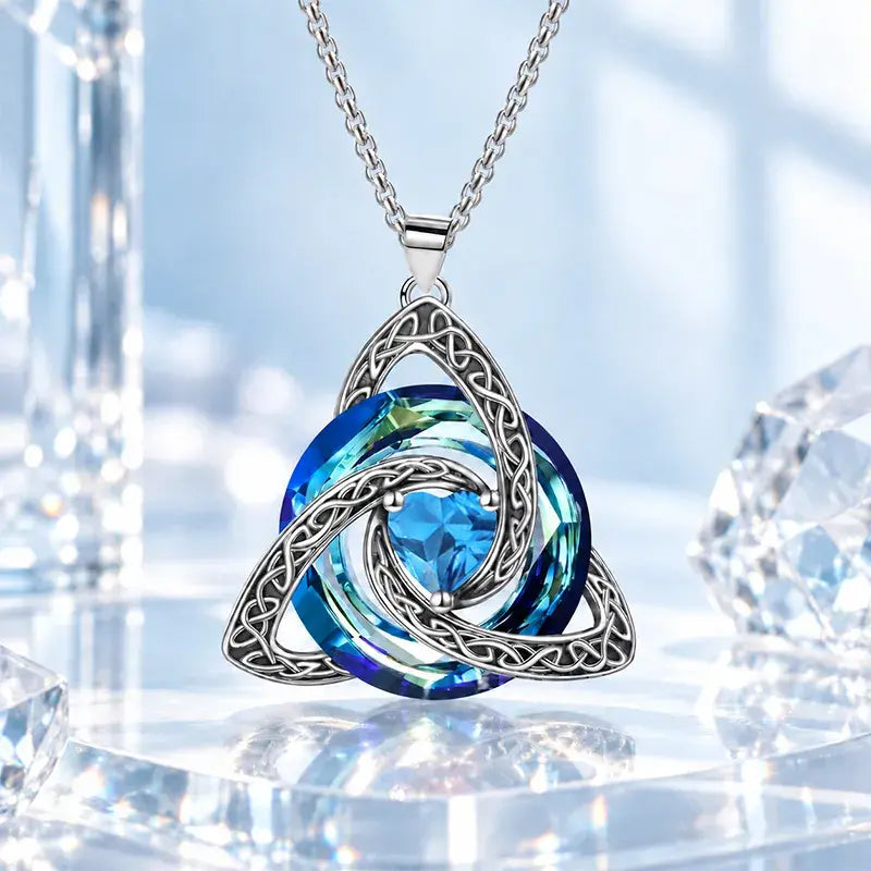 ✨ Lănțișor Elegant cu Pandantiv Nod Celtic și Piatră de Naștere (12 Culori Disponibile)! Design Deosebit în Formă de Inimă · Finisaj Electroplatit Premium · Cadoul Perfect!
