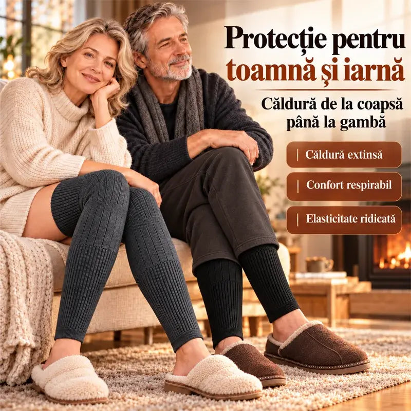 🦵 Genunchiere Călduroase de Iarnă · Model Extra Lung cu Căptușeală Pufoasă · Protecție Extinsă pentru Genunchi și Picioare!