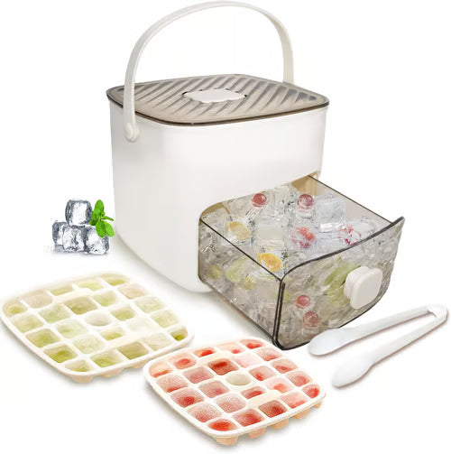 💞¡Ventas superiores a 50 000! 💥🥤🧊 ¡50 % de descuento! Máquina de hielo con función de almacenamiento: produce 48 cubitos a la vez, tapa a prueba de fugas. Apilable, ahorra espacio. Incluye pala y pinzas para hielo 🏖️✅
