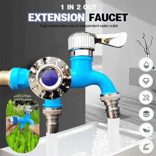 💥【Cumpărați 1 obțineți 1 gratuit】💥Robinet cu intrare dublă și ieșire dublă, rezistent la temperaturi ridicate, cu control dublu, protecție antiîngheț și anti stropire