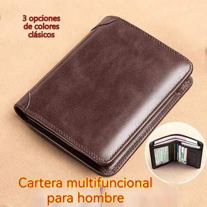 ¡Compra 1 y llévate 1 gratis!👝✨ Nueva cartera antirrobo de cuero genuino para hombre