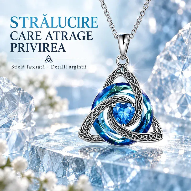 ✨ Lănțișor Elegant cu Pandantiv Nod Celtic și Piatră de Naștere (12 Culori Disponibile)! Design Deosebit în Formă de Inimă · Finisaj Electroplatit Premium · Cadoul Perfect!