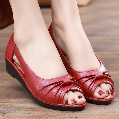 🌼【36-40】 Stylowe sandały damskie w jednolitym kolorze, miękka podeszwa na platformie, buty z wycięciami, otwarty palec u nogi, buty w kształcie kostki na lato-3970573