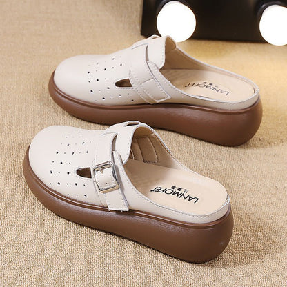 ✨【35-40】Sandalias de cuero para mujer nuevas hechas a mano con suelas gruesas, suelas suaves, no causan fatiga al caminar