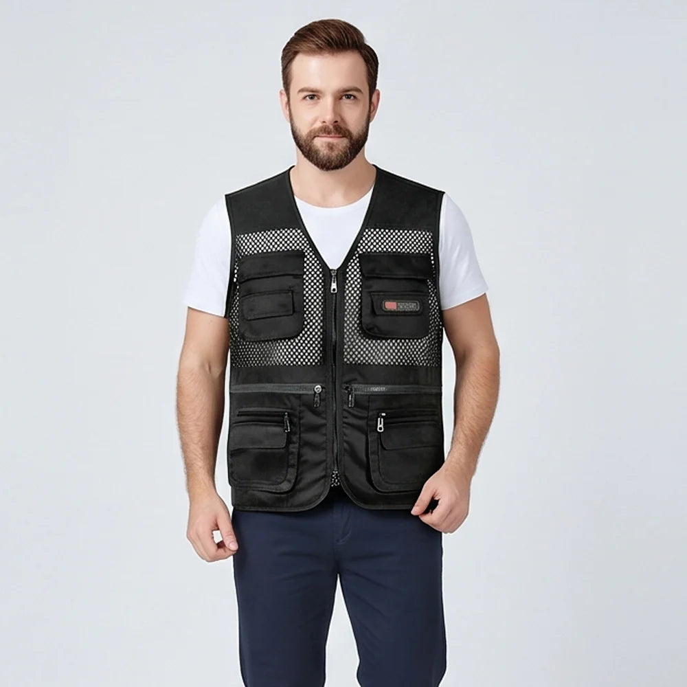🔥Vestă multifuncțională de vară pentru bărbați cu buzunare multiple, ideală pentru drumeții, pescuit și activități în aer liber【XL-4XL】