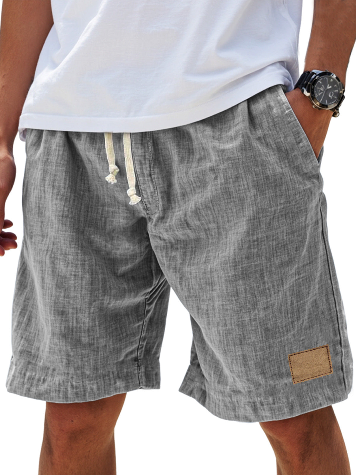 ⏳🔥【Ultima zi cu reducere de 50%】👖 【S-5XL】【55-110 kg】Pantaloni scurți casual din in pentru bărbați, cu șnur, pentru anul 2026 (mărimi mari).