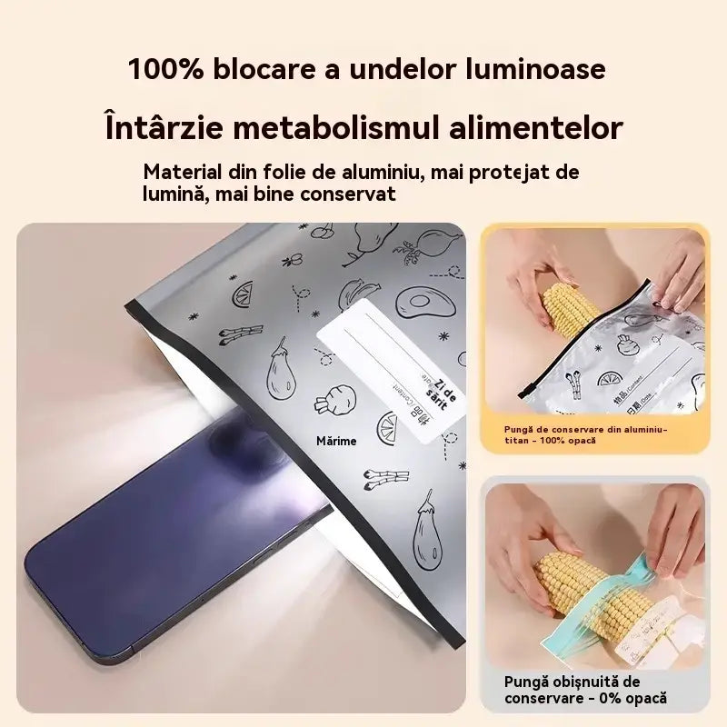 🥩【30bucăți】Pungă sigilată din folie de aluminiu cu fermoar, pentru păstrarea prospețimii, pentru uz casnic la frigider de calitate alimentară
