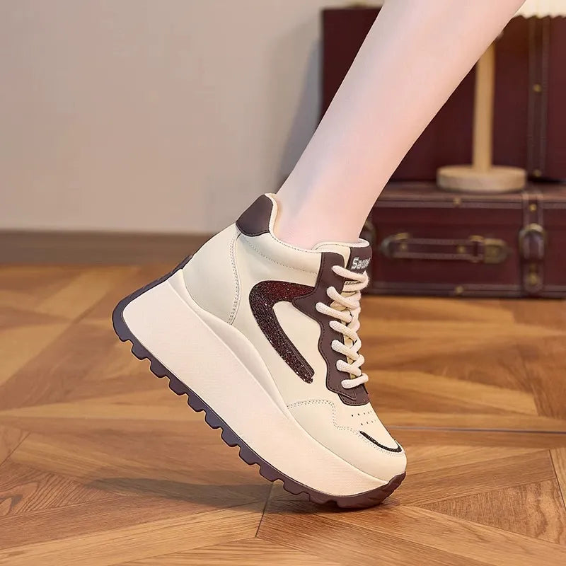 🔥【Gorąca wyprzedaż】Nowe buty sportowe damskie 2025, gruba podeszwa, wzrost 8 cm, buty codzienne damskie