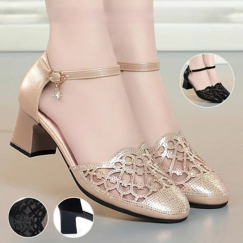 💞【35–40】Sandale elegante în stil franțuzesc cu toc mic, model nou ✨
