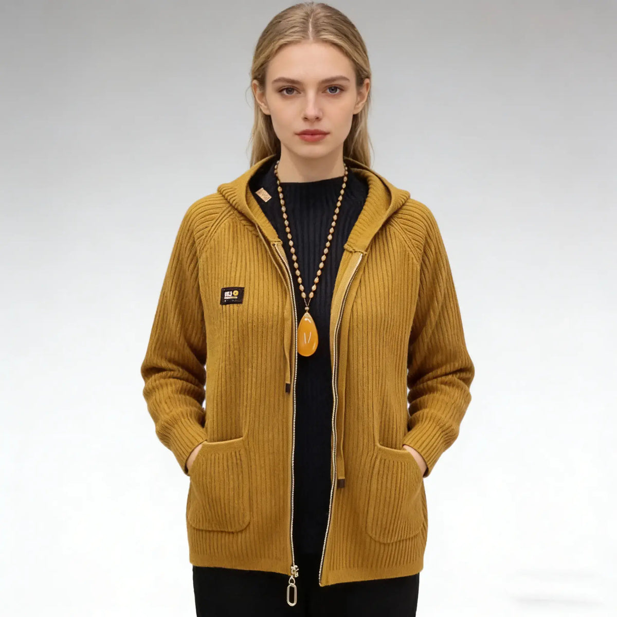 🏆【45-80 kg】💖New Vertical Stripe Hooded cu glugă Monogrammed Zip Top