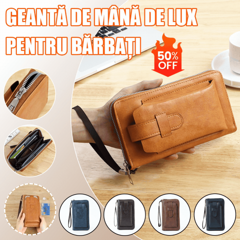 💼 Portofel multifuncțional pentru bărbați, realizat manual din piele naturală, în stil nou