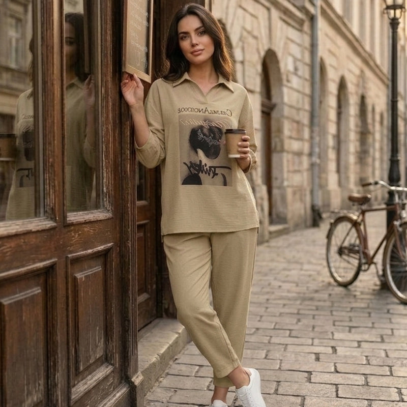 Set Modern de Damă din Două Piese, Design Casual-Chic, Disponibil în Mai Multe Culori Elegante