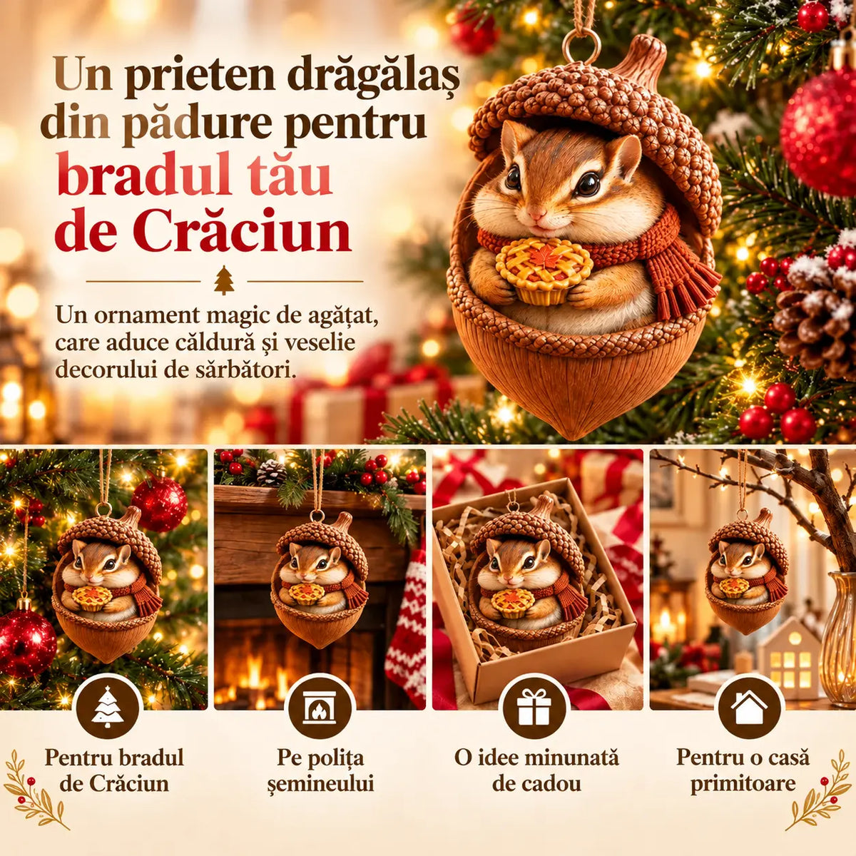 🎉【Cumperi 6, primești 6 gratuit】12 produse pentru doar 129 lei🤩 🎁 Decorațiuni de Crăciun din acril, 2D, cu un design ce îmbină conurile de brad cu elemente inspirate din lumea animalelor.