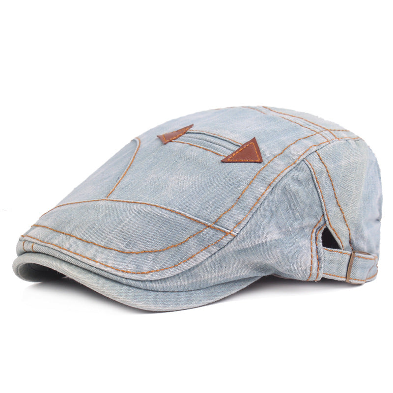 🤠【Oferta por tiempo limitado】Boina de mezclilla para hombre Gorra con visera Retro Sombrero informal
