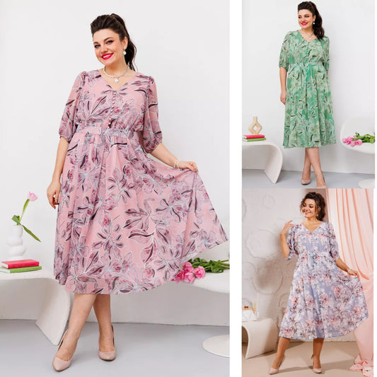 【🏆Nowe produkty, bestsellery】🌸💥【S-5XL】Nowa elegancka sukienka z nadrukiem-3985744
