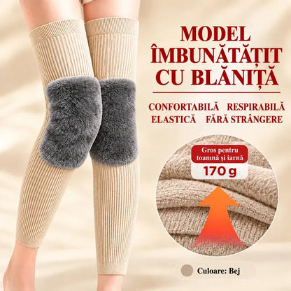 🦵 Genunchiere Călduroase de Iarnă · Model Extra Lung cu Căptușeală Pufoasă · Protecție Extinsă pentru Genunchi și Picioare!