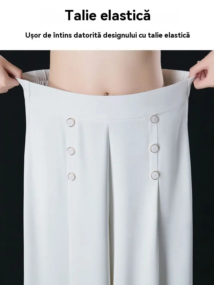 【M-5XL】Pantaloni eleganți, plisați, cu talie înaltă și croială largă, pentru femei