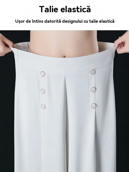 【M-5XL】Pantaloni eleganți, plisați, cu talie înaltă și croială largă, pentru femei