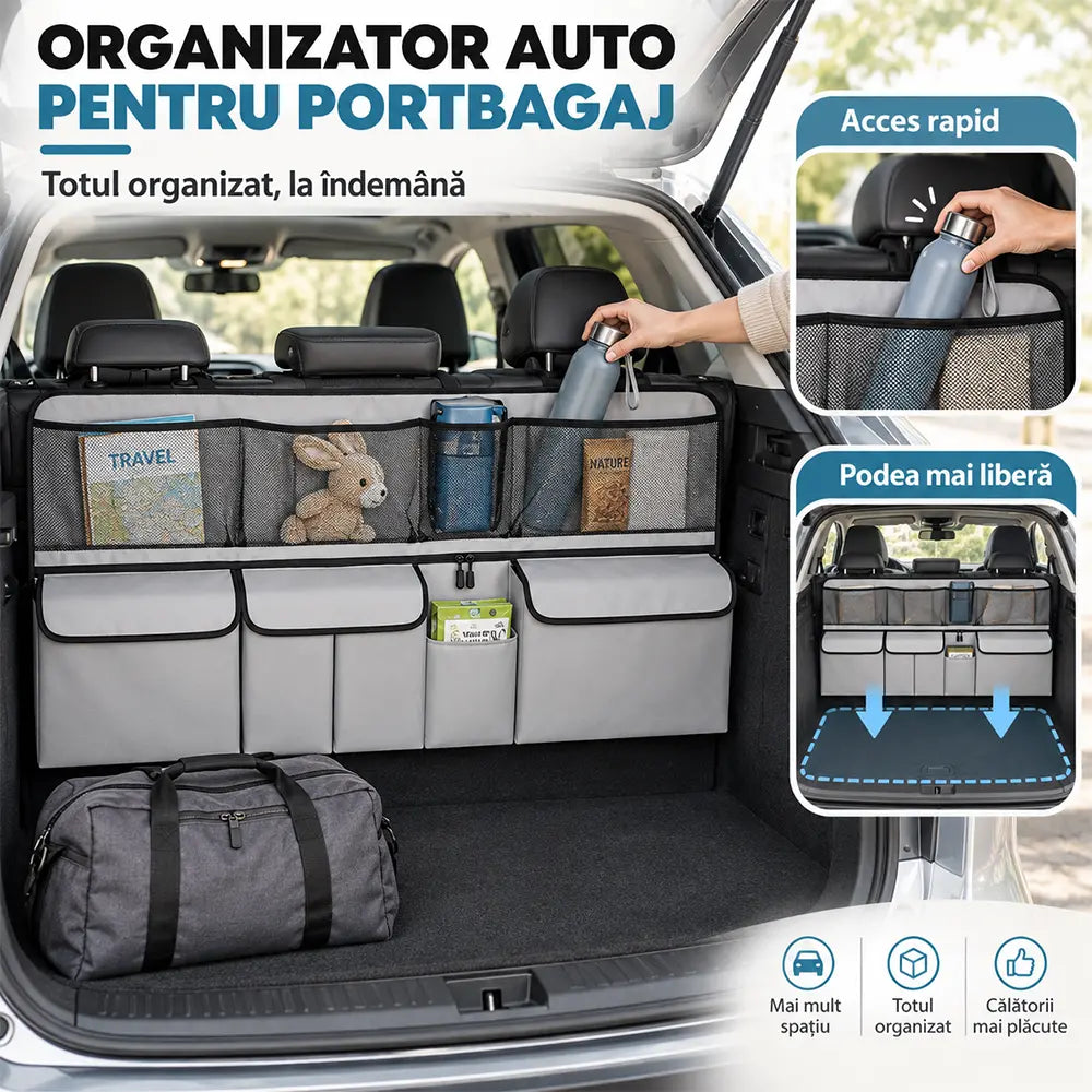 🚗 Organizator Auto Suspendant pentru Portbagaj – Eliberează Podeaua Portbagajului și Păstrează Totul Ordonat! ✨📦
