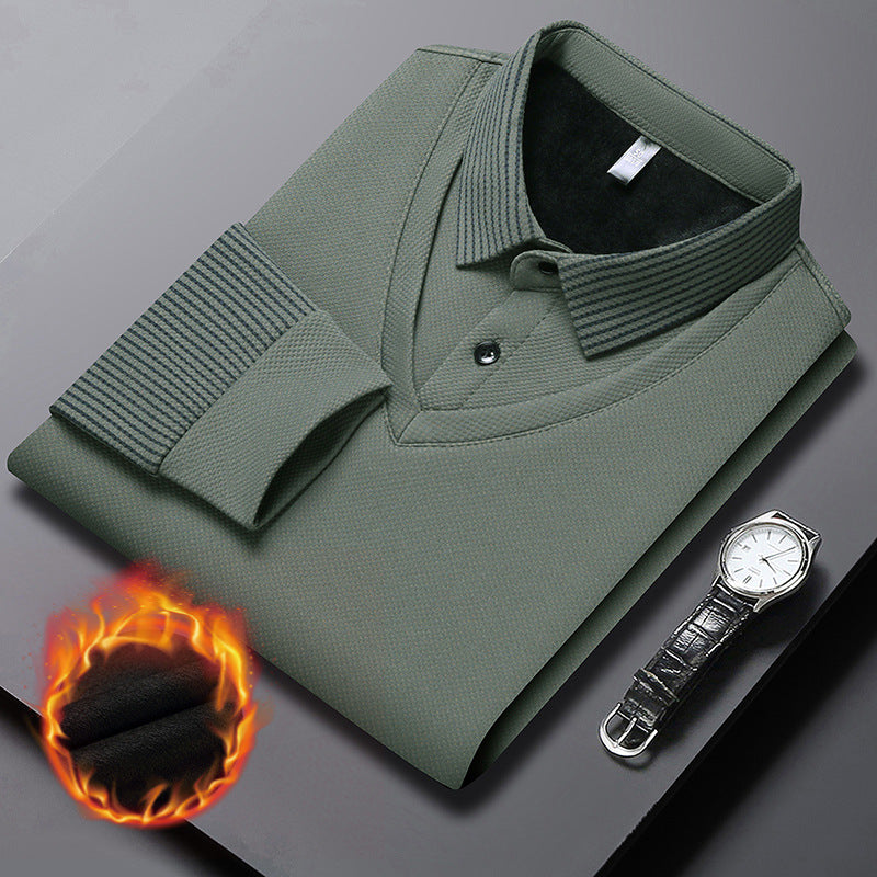 【M-4XL】 👔 Tricou Polo Bărbătesc cu Mânecă Lungă "2 în 1" · Căptușit și Călduros · Design Elegant cu Guler Clasicsi Mâneci cu Dungi · Stil Casual & Business!