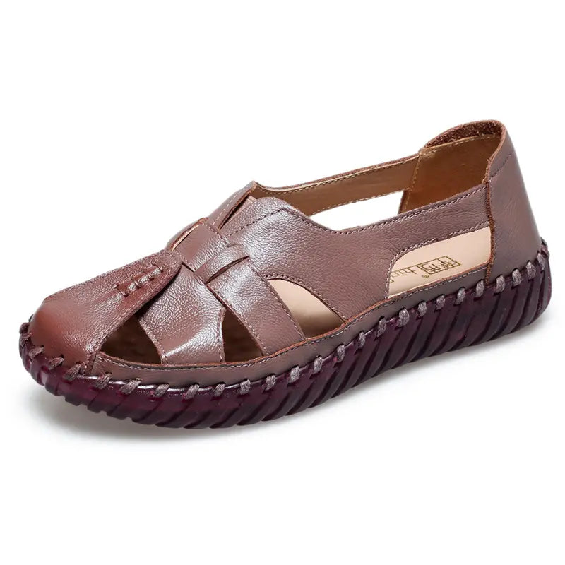 💞【Mărimi 35-41】Sandale plate pentru femei, sandale din piele naturală cu talpă moale