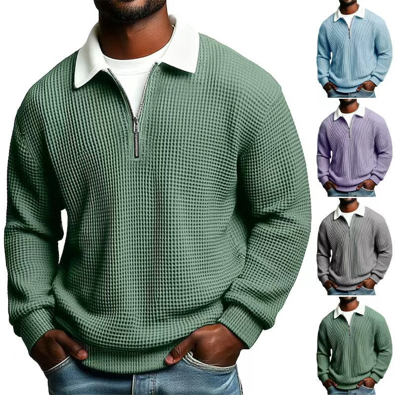 🔥【S-5XL】Nueva camiseta polo de hombre con cremallera, cómoda, moderna y casual para primavera y otoño 2026