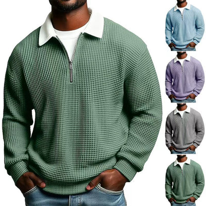 🔥【S-5XL】Nueva camiseta polo de hombre con cremallera, cómoda, moderna y casual para primavera y otoño 2026