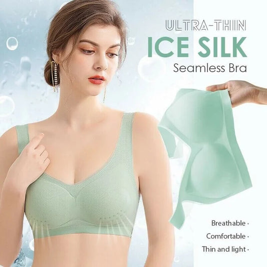 ✨【5 pozycji】【Kup 3, a 2 otrzymasz gratis】 M-5XL Ultracienki biustonosz bezszwowy z lodowego jedwabiu