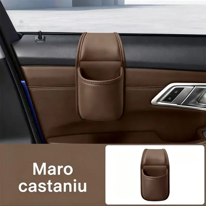 🚗 Spațiu suplimentar și ordine în mașină! Suport din piele pentru ușă auto / pahar și telefon (Montare ușoară la geam / Ofertă 1+1 GRATUIT )! ✨